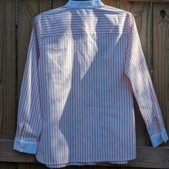 Bob Mackie Wearable Art Embroidered Floral Stripe Button Down - Picture 3 of 3